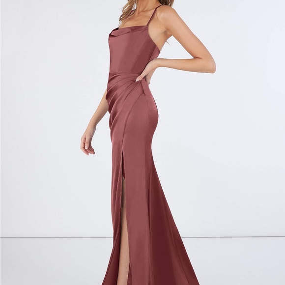 Azazie Marzia Stretch Satin Dress in Amethyst - Picture 4 of 5